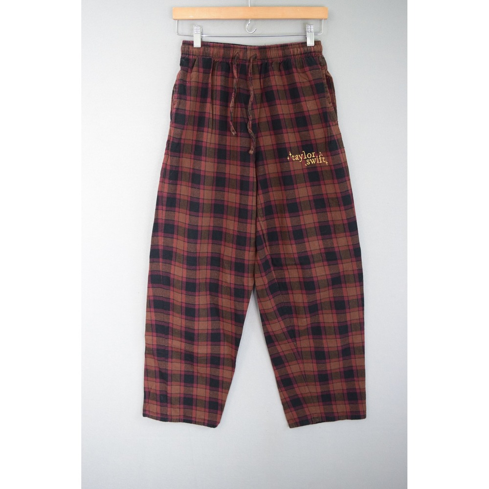 Taylor Swift Evermore Album Pajama Pants Small Plaid Maroon Lounge Womens Merch